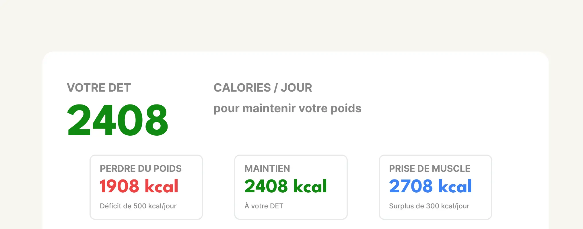 Calculateur de Depense Energetique Totale (DET)